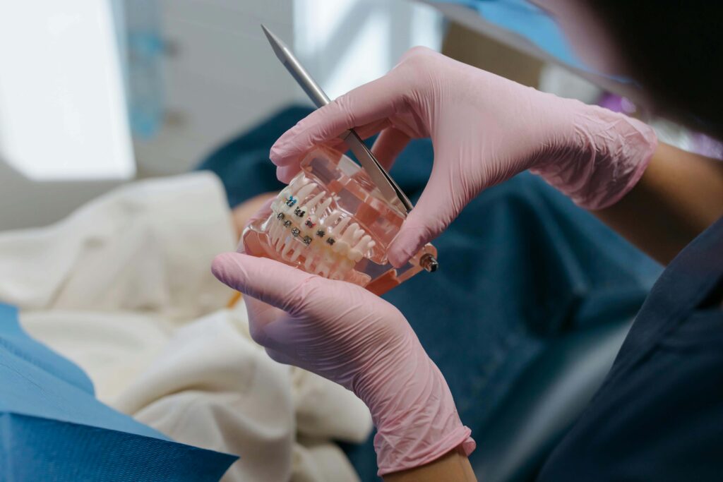 teeth model with braces and retainers